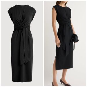 Modern Citizen Fei Tie-Front Organic Cotton Dress Black Women Size L Sleeveless